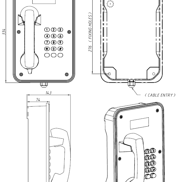 Drawing Telefono Industrial JR105-FK