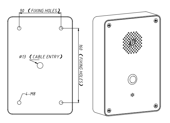 Drawing Telefono de Emergencia JR301-SC Montaje pared